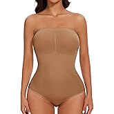 ciksob Strapless Shapewear Bodysuit for Women Thong Tummy Control Body Suit Slimming Butt Lifter Shaper