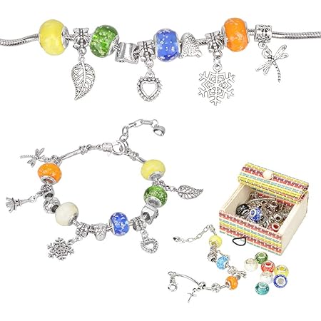 Sun studio Charm Armband Kit DIY Schmuck Bastelset mädchen Handwerk Perle überzogen mit Silber Kette schmuck mädchen für Bast