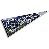 Dallas Cowboys 5 Time Bowl Champions Pennant Banner Flag
