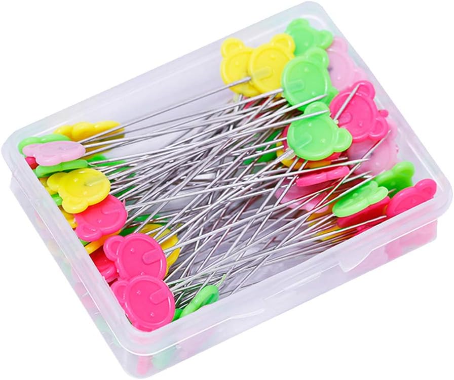 SUPVOX 50pcs DIY Sewing Pins Cute Flat Bear Head Straight Pins Quilting Pins for Sewing DIY