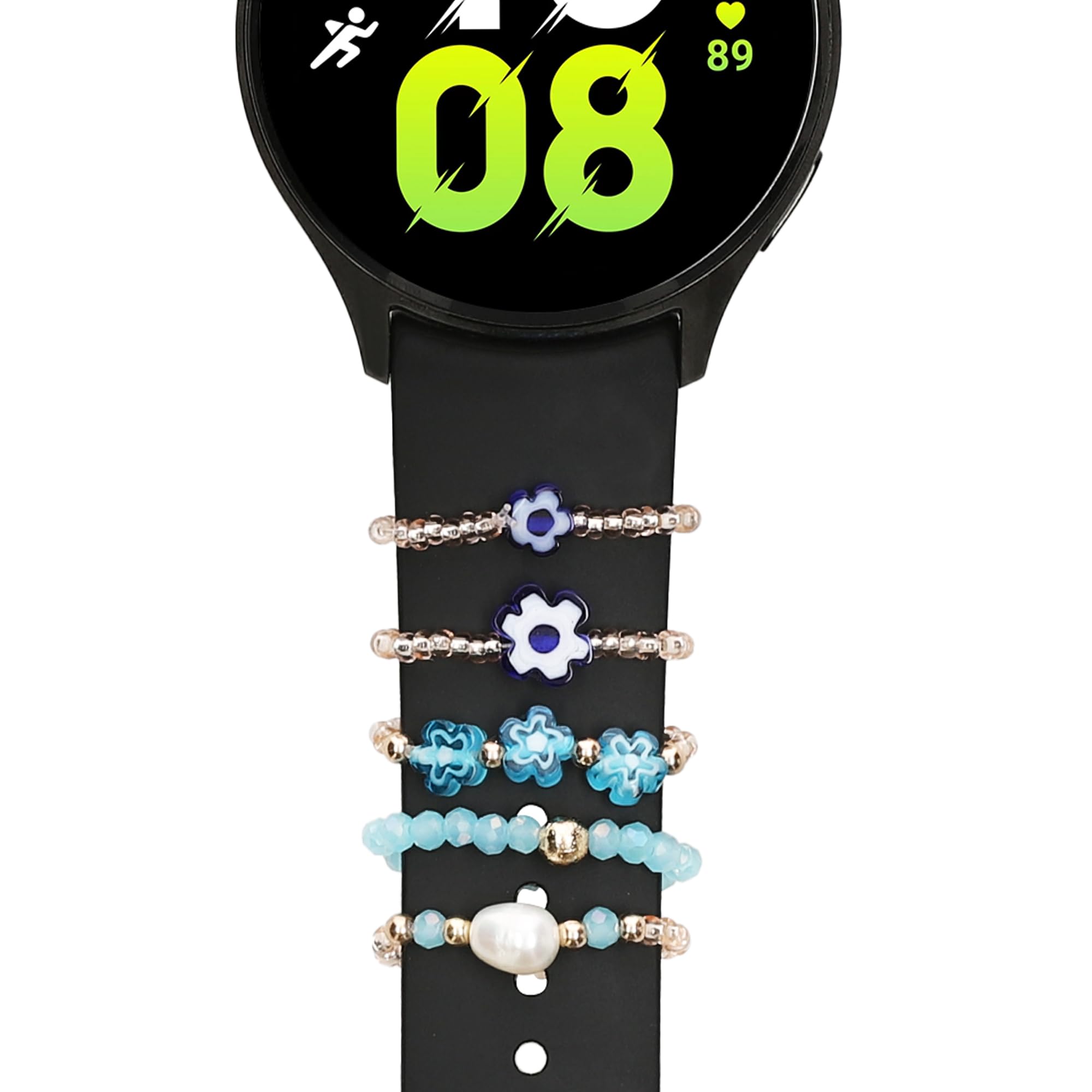 kwmobile 5 Smartwatch Band Charm Compatible with 20-22mm Smartwatch Strap (Universal) - For Universal Watch Strap Fitness Tracker - Blue/Light Blue/White