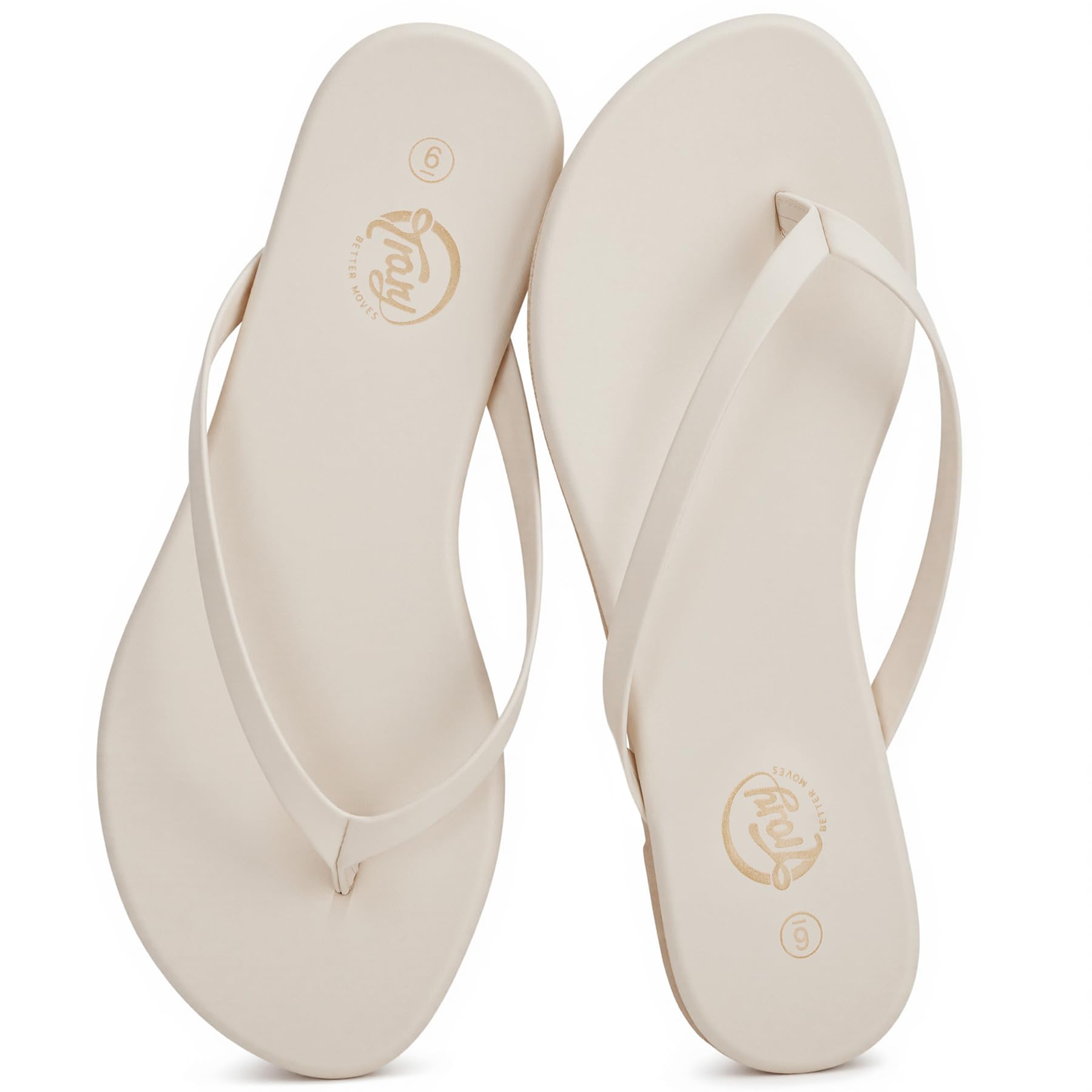 Photo 1 of Trary Beige Flip Flops for Women,Womens Thong Flat Sandals Comfortable,Dressy sandals women for Girls Ladies,Size 6