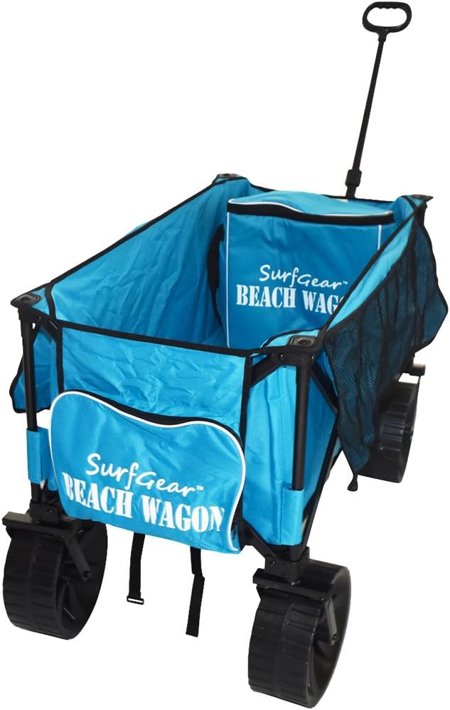 Deluxe Collapsible Beach Wagon w/ Wide Wheels & Cooler Bag