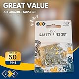 JKG 50 x Safety Pins Assorted Sizes Small Medium Large Craft Pins view 2
