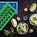 Vremi Silicone Plastic Lids BPA Free Ice Tray Set of 2 with 42 Small Square Cubes, Standard, Blue Green