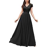 Miusol Women's Elegant Floral Lace Formal V Neck Bridesmaid Party Dress