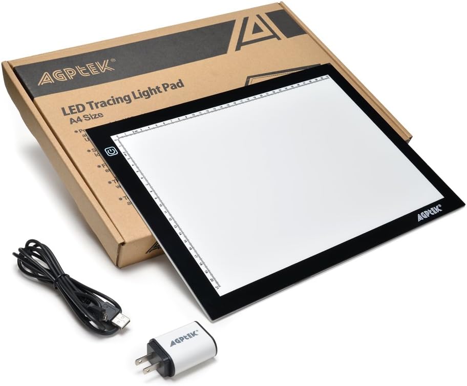 Amazon Com Agptek New A4 Led Artcraft Tracing Light Pad Extra Large Active Area Ultra Thin Stepless Brightness Control Tatoo Pad Animation Sketching Designing X Ray Viewing W Usb Adapter Pse Approval