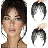 pretelytiti Bangs Hair Clip in Bangs Fringe with Temples Hairpieces for Women Hair Bangs Extension for Daily Wear (Natural black#)