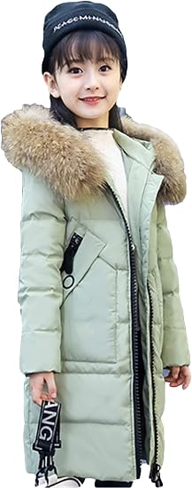 Amazon サ二ー キッズ ダウンコート ファスナー ダウンジャケット 子供 フェイクファー 暖かい フェイクファー フード付き ロング丈 女の子 中綿ジャケット かわいい 160 コート 秋冬 ユニセックス コート ジャケット 通販