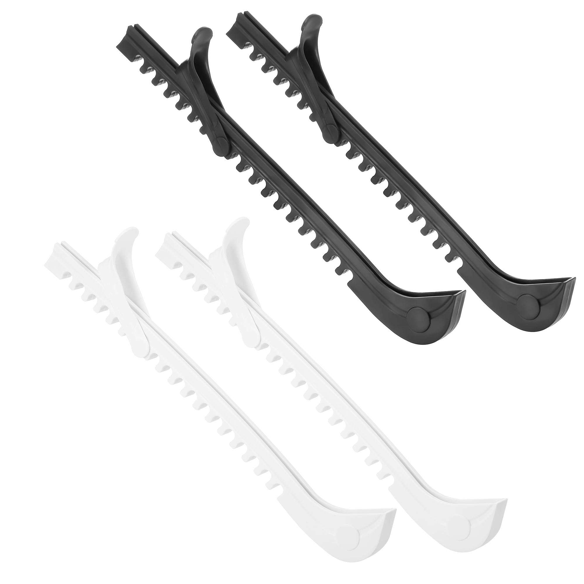 JIZZU 2 Pairs Ice Skate Guards kit, Ice Skating Hockey Figure Skates Blade Cover with Adjustable Buckle, Ice Skate Guards with Water Filtration Holes to Prevent Ice Skates from Rusting (White/Black