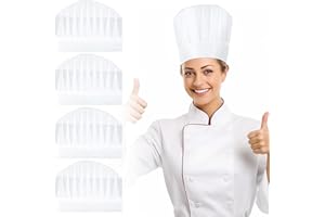 ZEYIYER 4 Pcs Chef Hat, Adjustable White Chef Hats for Men Women, Disposable Kitchen Cooking Hat, Cotton Baker Hats for Kitchen Restaurant