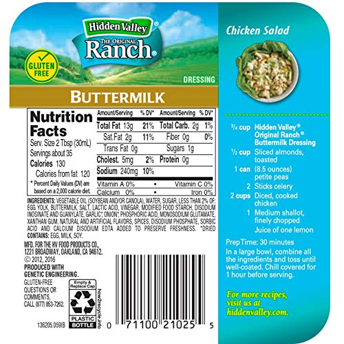 Hidden Valley Buttermilk Ranch Salad Dressing & Topping, Gluten Free