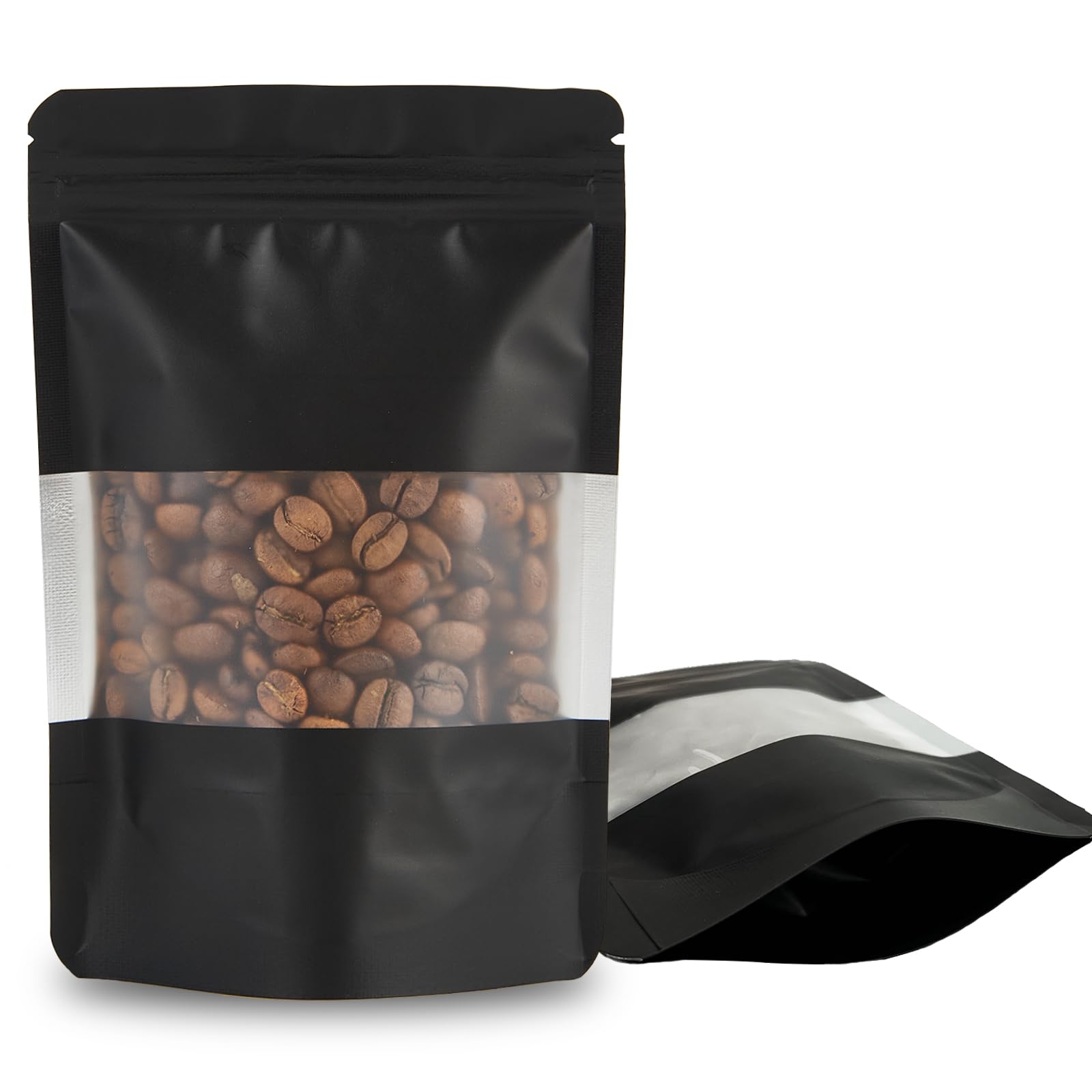 Photo 1 of 100 Pieces Resealable Mylar Bags, Stand Up Smell Proof Bags with Matte Window, Zipper Lock Foil Pouch Packaging (Black, 3.5 X 5.1 Inch)