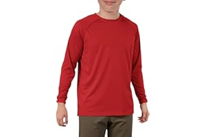 Haloumoning Boys Long Sleeve Athletic T-Shirts Kids Quick Dry Youth Performance Active Basic Tees 5-14 Years