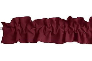 Zen Creative Designs Solid Poplin Sleeve Topper Window Valance Top Bottom Ruffle Home Décor Bedroom Nursery Kitchen Window (58" Wide x 5" Tall, Burgundy)