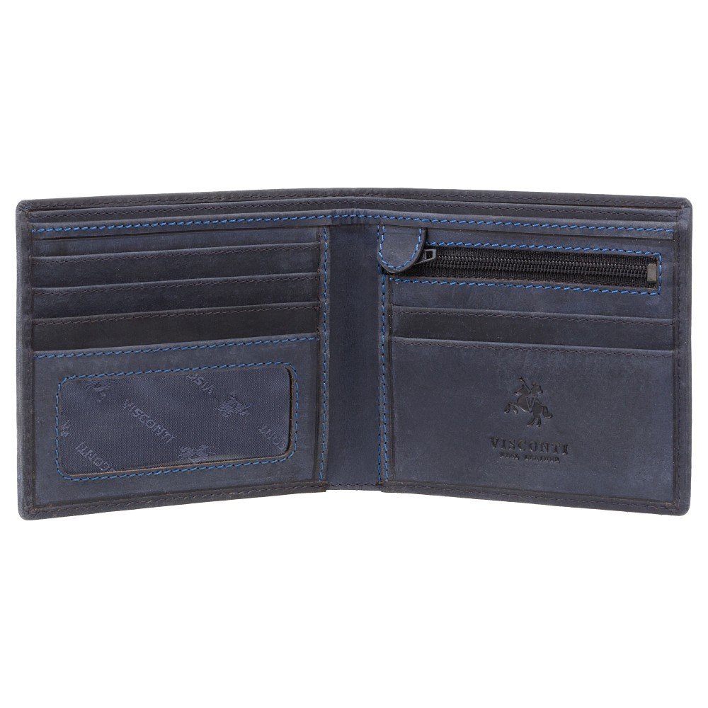Visconti Hunter Leather Wallet Shield 707 RFID Protection (Oil Blue)
