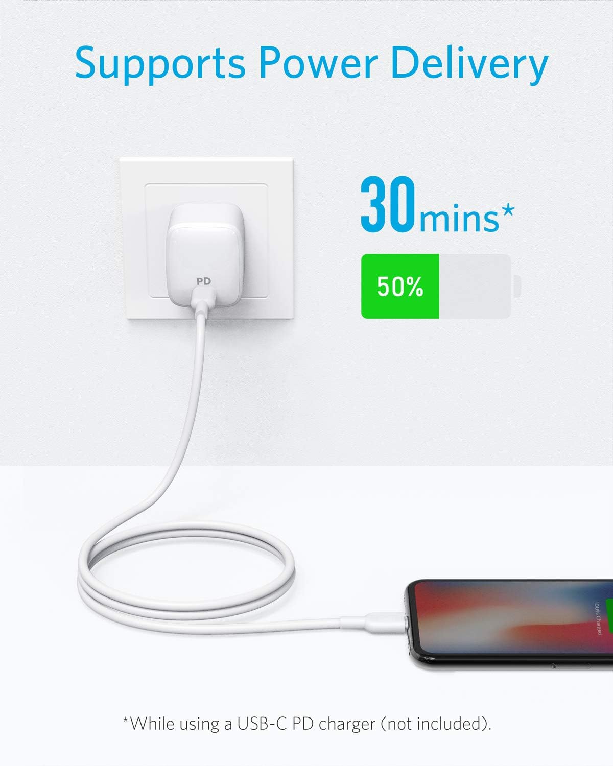 Anker USB C to Lightning Cable, iPhone 11 Charger [6ft Apple MFi Certified] Powerline II for iPhone SE / 11 Pro/X/XS/XR / 8 Plus/AirPods Pro, Supports Power Delivery
