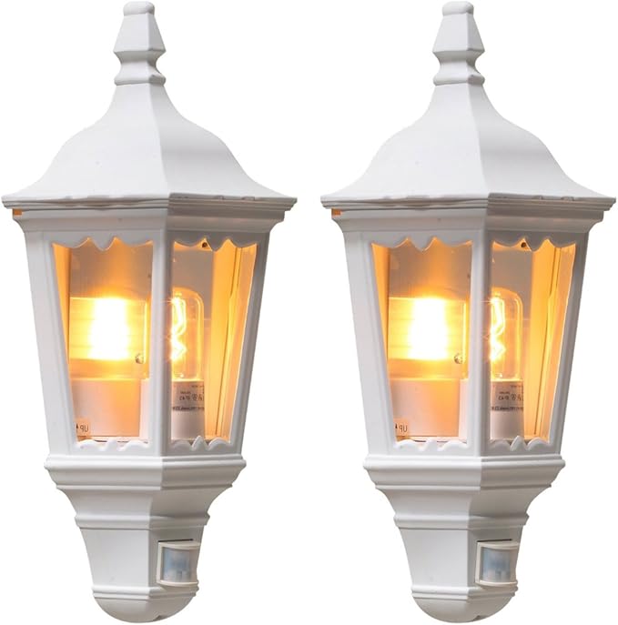 Lot De 2 Appliques Murales Blanches Demi Coque Avec Detecteur De Mouvement Firenze E27 Aluminium Konstsmide 7230 250 Amazon Fr Luminaires Et Eclairage