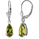 Galaxy Gold GG Genuine 14k Solid Gold Earrings Design with 3 Carat Green Grass Peridot Gemstones