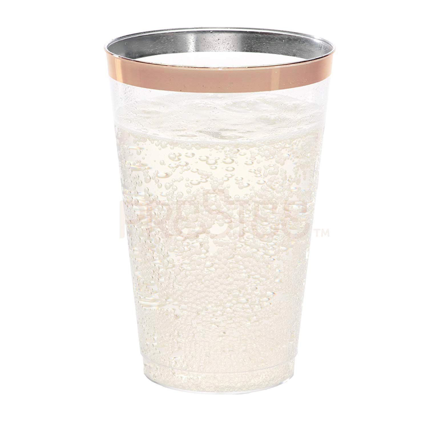 Rose Gold Plastic Cups 14 oz. 50 Pack Hard Clear Plastic Cups