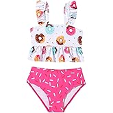 SOLY HUX Toddler Girl's Cute Swimsuit Ruffle Hem Bikini Tankini Set Two Piece Bathing Suits