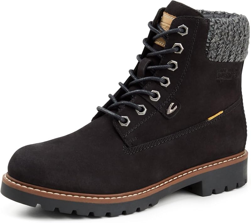 Damen Leder Schnürboot mit Strickdetail