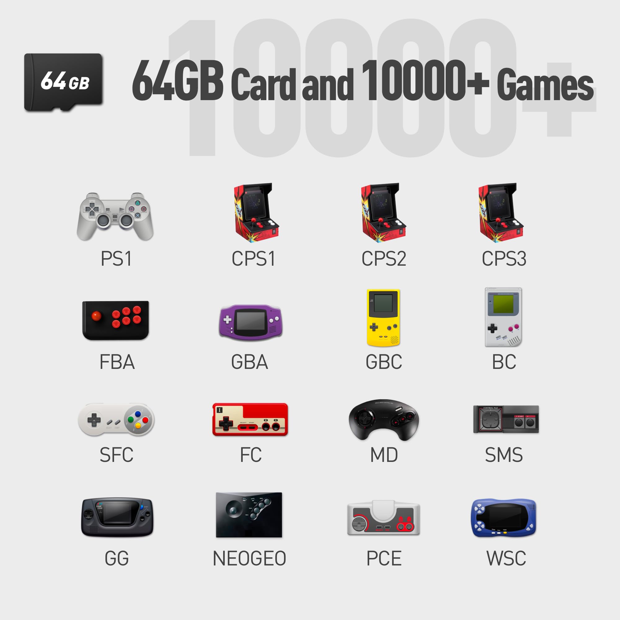 Miyoo Mini Plus Retro Gaming Console, with Dedicated Storage Case, 3.5 Inch IPS 640x480 Screen, 64G TF Card with 10,000+ Games, 3000mAh 9+Hours Battery, Support Wireless Network
