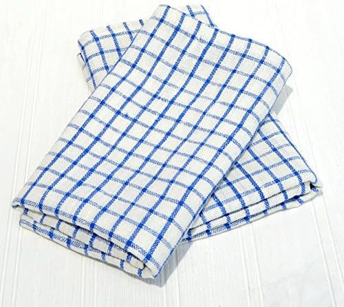 Hand Towels 100% Linen Farmhouse Blue and White Check (set of 2)