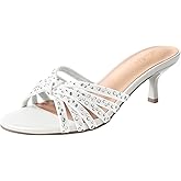 Ankis Black Nude White Heels for Women Strappy Kitten Low Heels Open Toe Fashion Party Dress Heeled Sandals