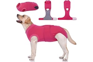 Kuoser Dog Surgery Suit Female Spay, Dog Recovery Suit Male Neuter, Puppy Clothes Onesie for Surgery Anti Licking Abdominal Wounds Pet Surgical Recovery Bodysuit Shirt, Substitute E-Collar & Cone