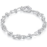 Chunky Silver White Gold Plated 18K Gold Plated Adjustable Textured Ribbed Infinity Link Paperclip Chain Bracelet For Women by SNGIA, Dainty Simple Trendy Stackable Layered Patterned Statement Tennis Bangle Jewelry Gifts, Preppy Bohemian Vintage Handmade Unique Exaggerated Cute Chain Friendship Cuff, Summer Beach Everyday Fashion Nickle Free Accessories