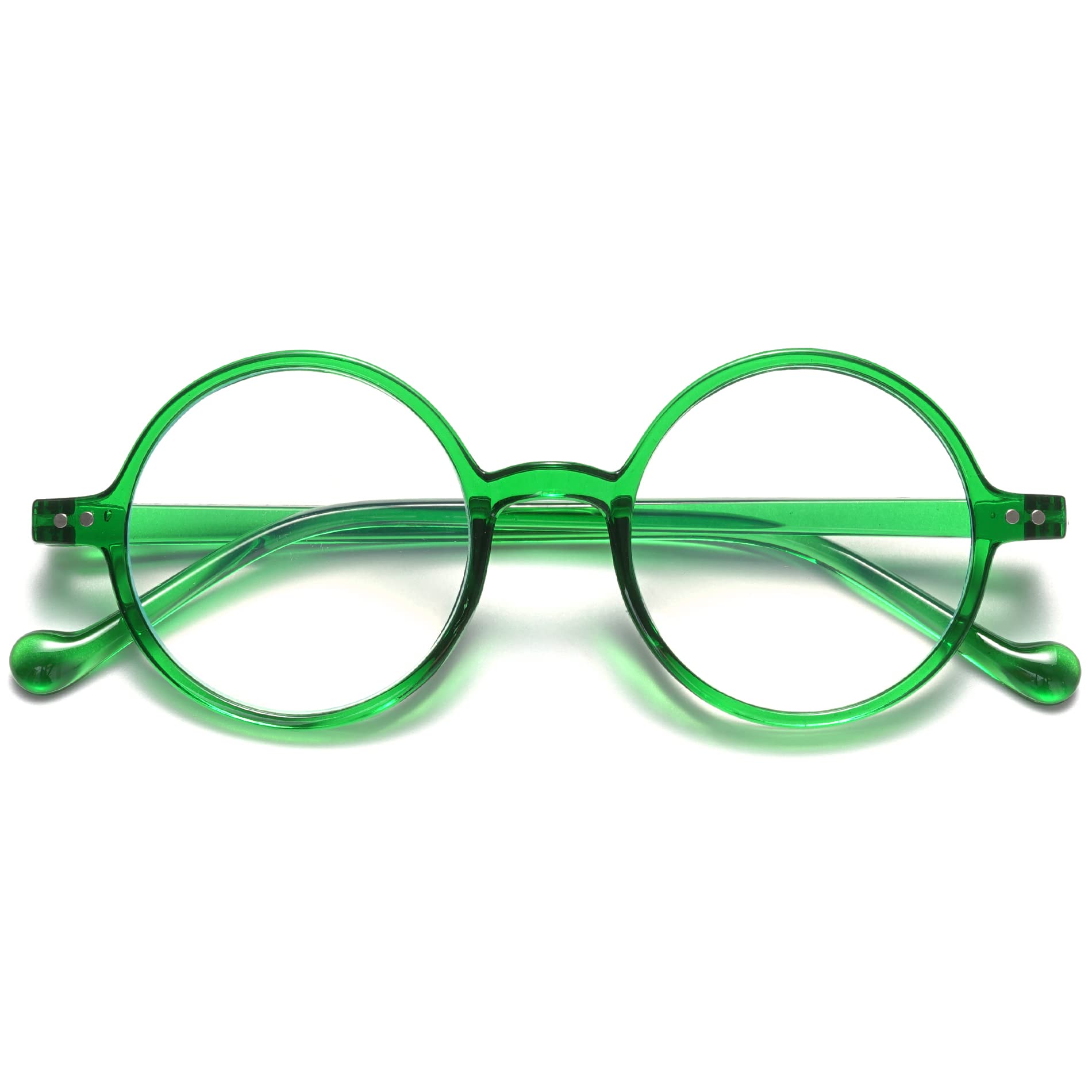 VEVESMUNDO Blue Light Blocking Reading Glasses Round Retro Vintage Readers Glasses for Women Men (1 Pcs Green Reading Glasses, +3.5)