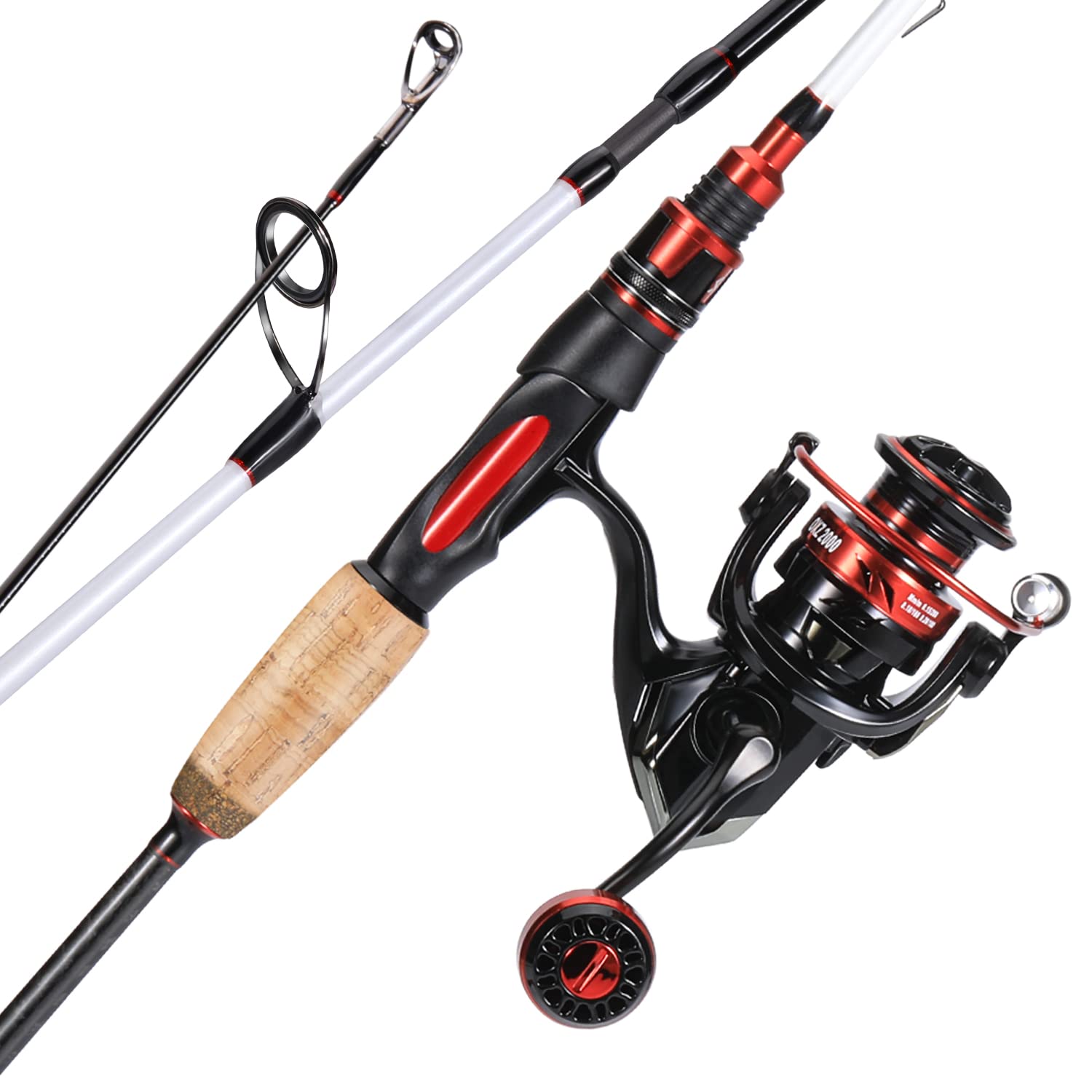 Sougayilang Spinning Combo, MH 1.8M/2.1M Fishing Pole and 2000 Spinning Reel Set, Fishing Rod and Reel Commbo for Bass Fishing Tackle-1.8B