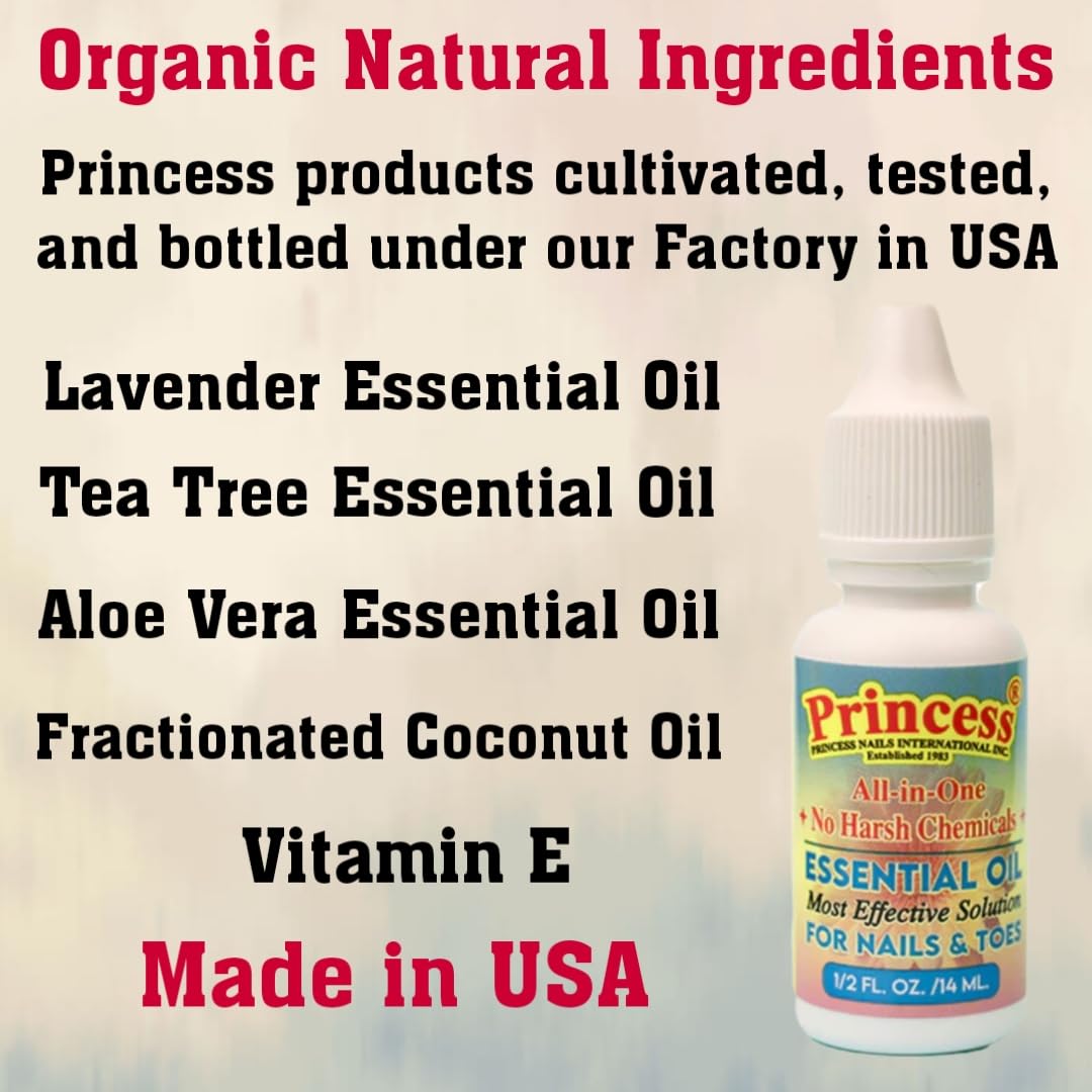 Princess Essential Oil Nail Fungus Treatment /100% Made in USA/Organic Natural Ingredients/Healthy Renewal/Restore Weak & Discolored/Moisturize Cuticles 1/2 FL.OZ 14 ML - Image 4