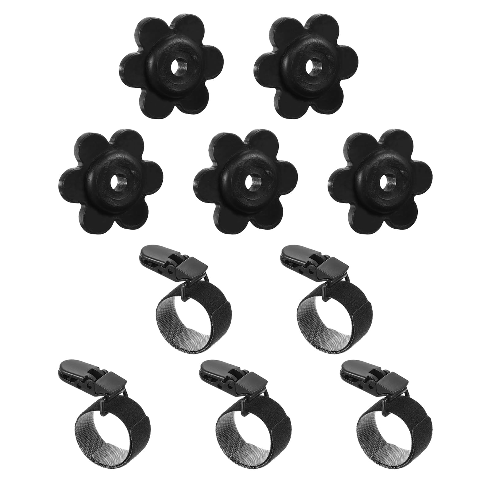 PATIKIL Garden Flag Stopper and Clips, 10 Pcs Flag Rubber Stops and Tiger Clips Adjustable Anti-Wind Accessories for Yard Flag Stand Poles, Black
