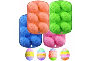 JIRFZUY Easter Egg Chocolate Silicone Molds 4 PCS Large Chocolate Cover Cocoa Bomb Mould Easter Egg Cake Molds Silicone Molds
