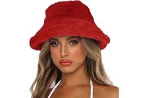 Sydbecs Winter Bucket Hat Fluffy Faux Fur Fisherman Cap for Women Men Solid Color Style