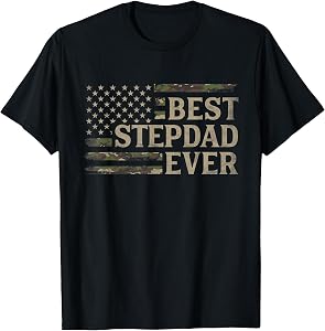 Camo Best Stepdad Ever Camourflage USA Flag Fathers Day T-Shirt