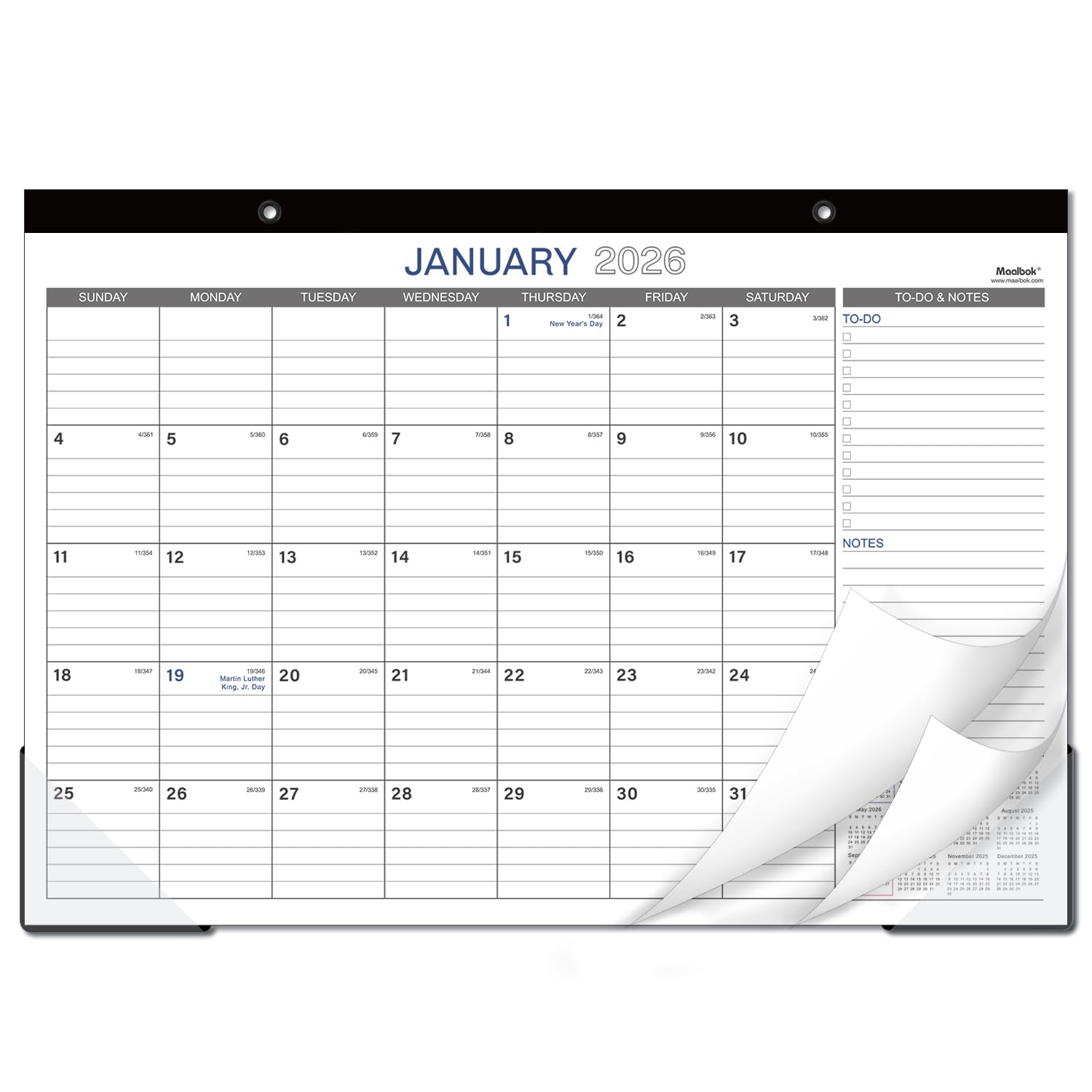Photo 1 of 2026 Desk Calendar - 17" x 12" Desk Calendar 2026, JAN 2026 - DEC 2026, 12 Months Calendar 2026, Desk Pad, Large Ruled Blocks, Premium Paper