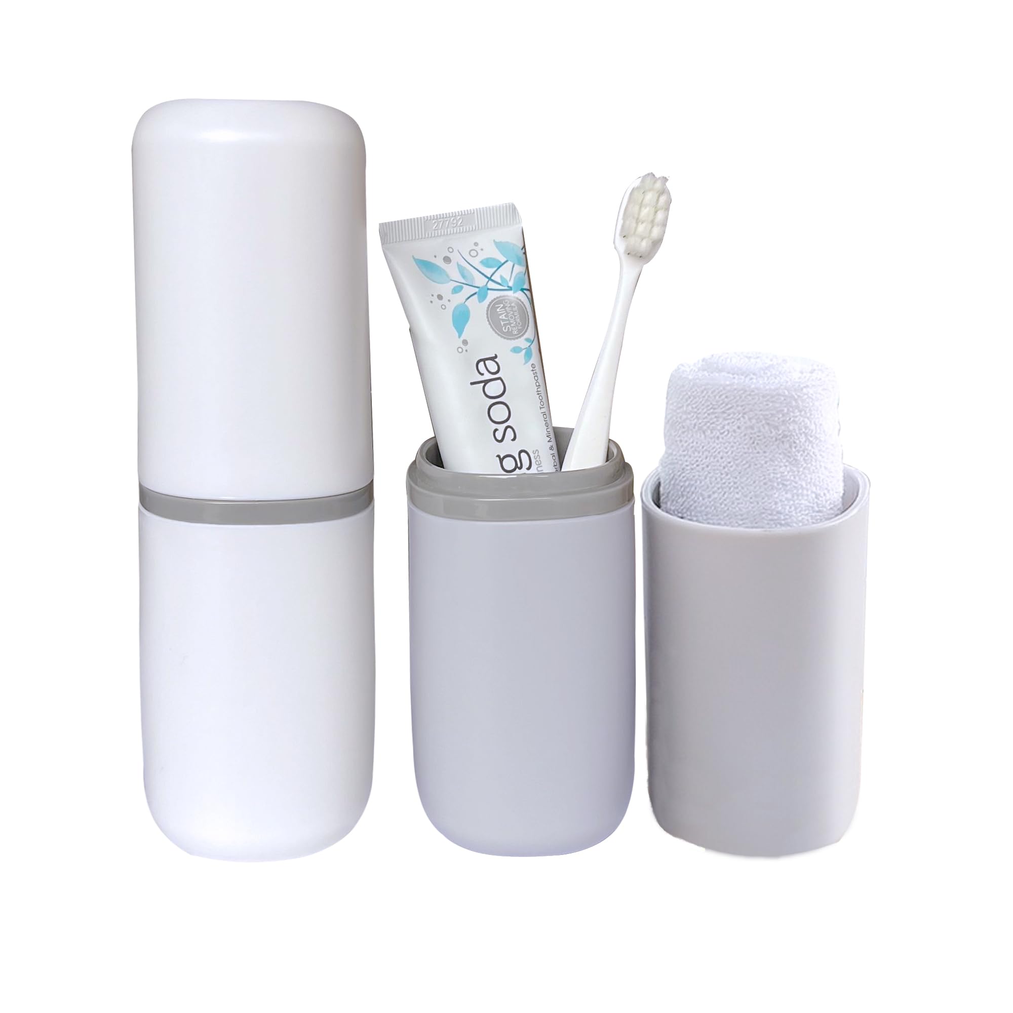 ZWCEGND 2PCS Toothbrush Travel Case,Multi-Function Portable Toothbrush Cover,Electric Toothbrush Holder,Suitable for Business Camping Travel or Daily Use(White + Gray)