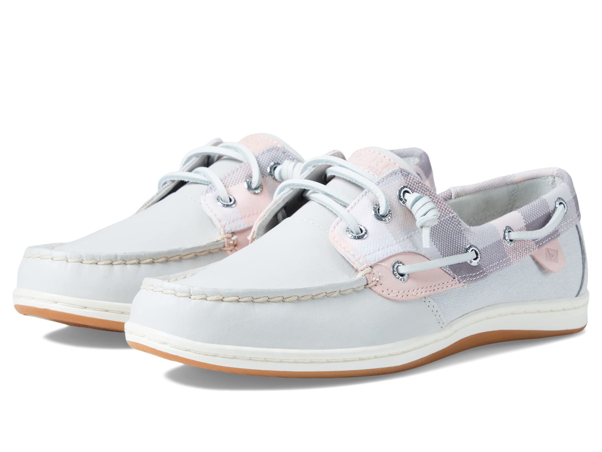 Sperry Women’s Songfish Boat Shoe, Grey Gingham, 5