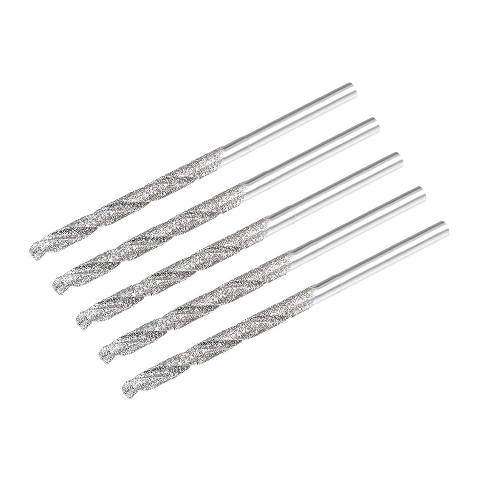 TA-VIGOR 5pc 2.5mm Diamond Twist Drill Bit Set - Heavy Duty for Glass, Wood, Jade, Stone, Tile