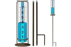 MISAWCE Rain Gauge Outdoor, Glass Rain Gauge Outdoor Best Rated, Large Number Rain Gauge for Yard with Metal Stake, Decorative for Garden, Deck, Lawn