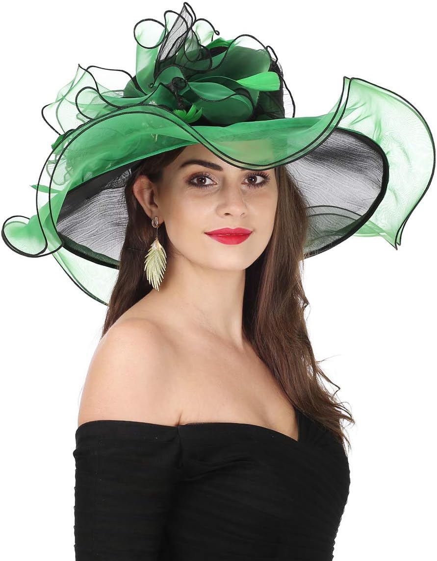 Women Kentucky Derby Church Cap Wide Brim Summer Sun Hat for Party Wedding