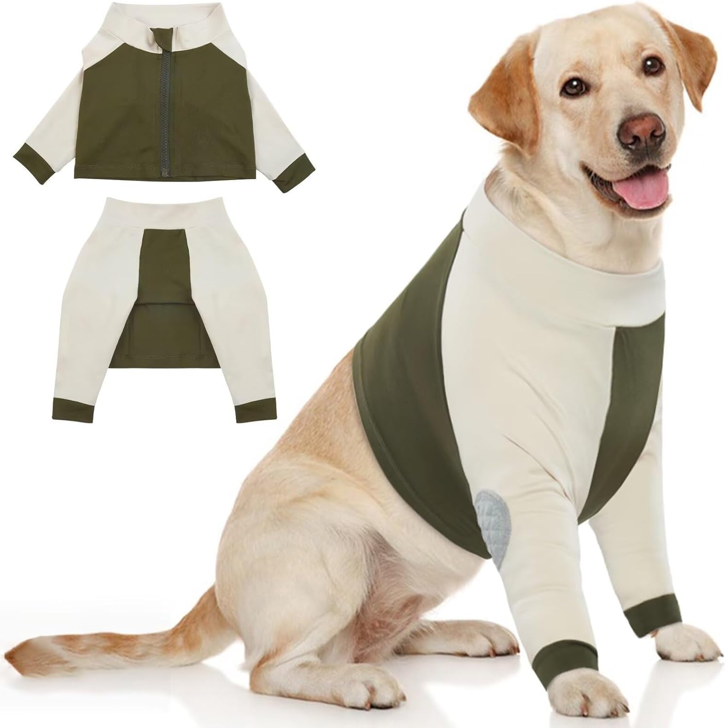 Photo 1 of MIGOHI Dog Recovery Sleeves for Front Leg, Dog Leg Sleeve to Stop Licking, Elbow Pads for Dogs Injuired Leg Wounds After Surgery, Green, 2XL
