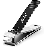 Heavy Duty Straight Blade Nail Clippers for Thick Toenails, Professional Stainless Steel Fingernail Toenail Clippers Trimmers - Thick Wide Jaw Toe Nail Clippings for Seniors, Men & Women - Black