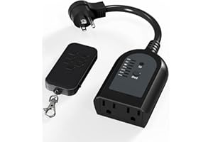 SURNICE Timer Outlet Waterproof, Dusk to Dawn Light Sensor Outdoor Light Timer with 2 Grounded Electrical Sockets for Lights, 260 Feet Range, 15A 1/2HP, FCC and ETL Listed