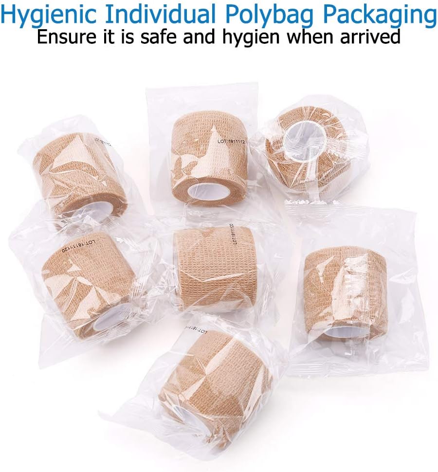 10 Pack Self Adherent Bandage Wrap, 2” x 5 Yards, Medical Tape, Self-Adherent Wrap, Athletic Elastic Cohesive Bandage, First Aid Tape, Sports Tape for Stretch Athletic, Ankle Sprains & Swelling: Health & Personal Care