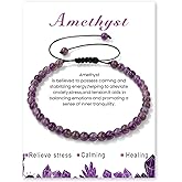 Crystal Bracelet for Women 4mm Adjustable Braided Natural Stone Bracelets Handmade Beaded Bracelets Gemstone Bracelet Healing Crystal Bracelet Crystal Jewelry for Women