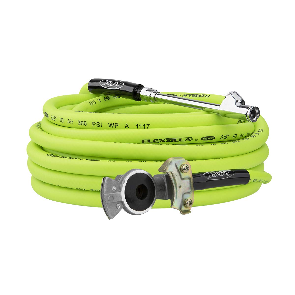 Flexzilla Truck Tire Inflator Kit with 3/8 in. x 50 ft. Hose, Heavy Duty, Lightweight, Hybrid, ZillaGreen - HGH2-FZ Image